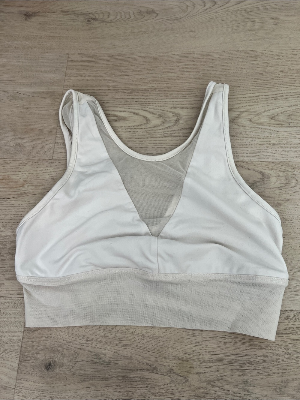 ALO Yoga White Mesh-Insert Sports Bralette